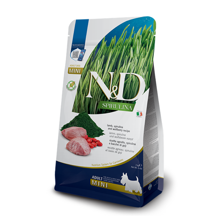 Farmina N&D SPIRULINA Adult Lamm, Spirulina & Goji Beeren Mini