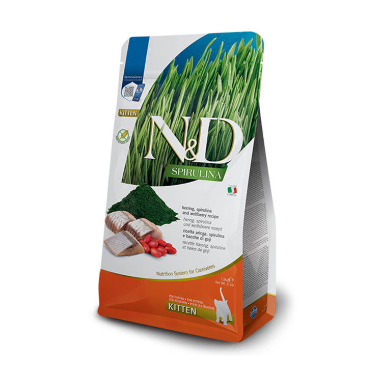 Farmina N&D SPIRULINA Kat Kitten Haring, Spirulina & Goji Bessen