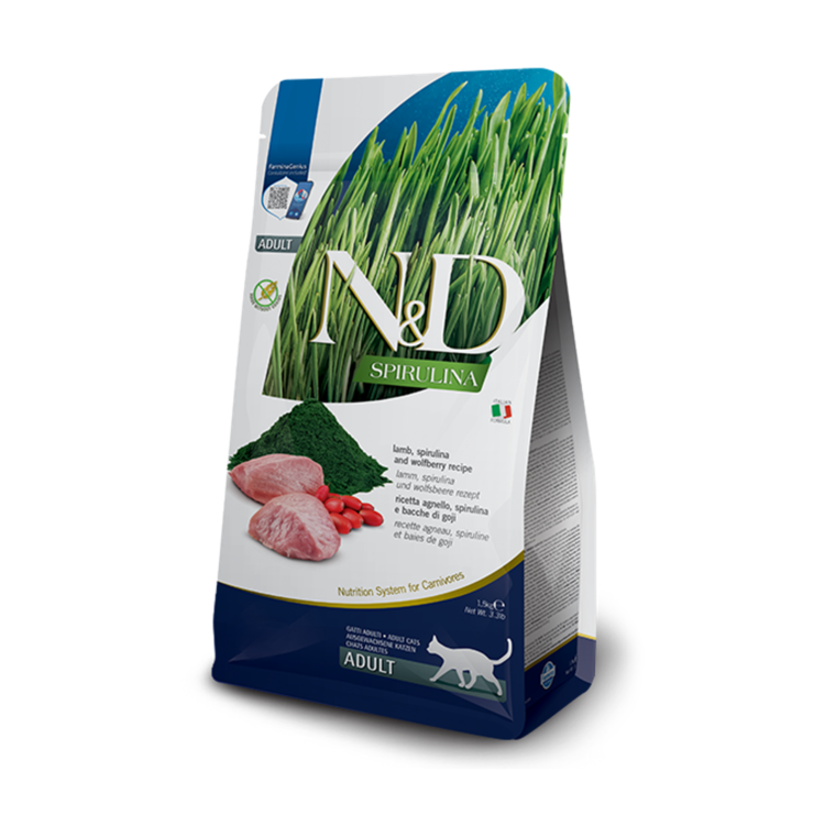 Farmina N&D SPIRULINA Cat Adult Lamb, Spirulina & Goji Berries