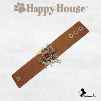 Happy-House "Armband Leer Cognac Zilver"