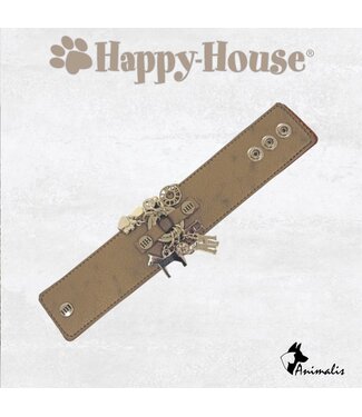 Happy-House "Armband Leer Taupe Zilver"