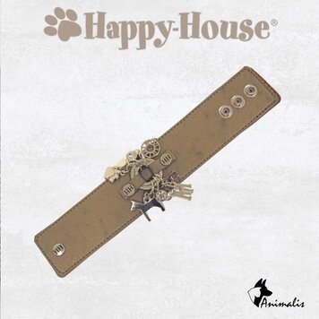 Happy-House "Armband Leer Taupe Zilver"