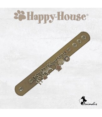 Happy-House "Armband Leder Taupe Schmal“