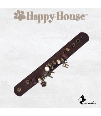 Happy-House "Armband Leer Donkerbruin Brons Smal"