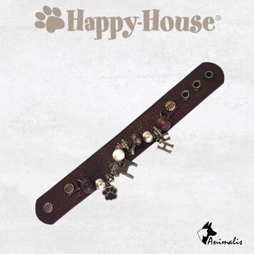 Happy-House "Armband Leer Donkerbruin Brons Smal"