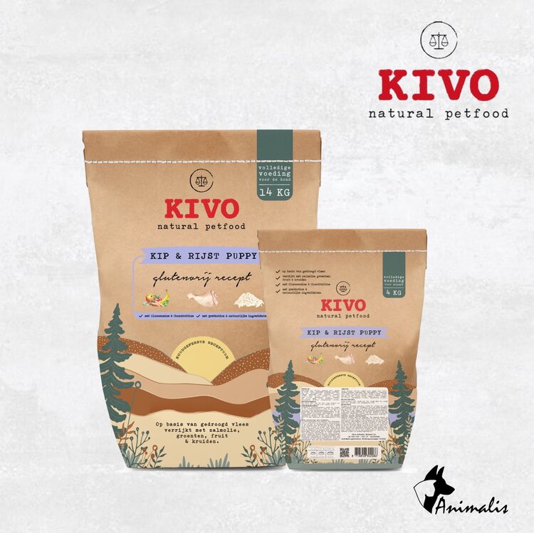 Kivo Puppy Kip/Rijst Koudgeperst Glutenvrij