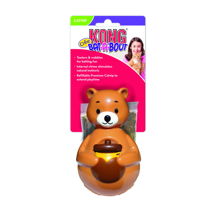 KONG® *Kat REFILLABLES "Bat-A-Bout Chime Bear"