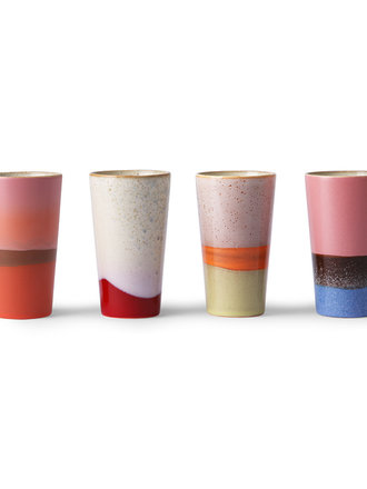 HK Living Ceramic 70s Latte Mugs Set Of 4