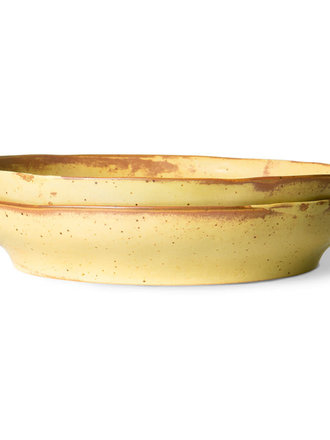 HK Living Pasta Plate Yellow/Brown Set Of 2