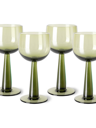 HK Living The Emeralds Wine Glass Olive Green Set Of 4