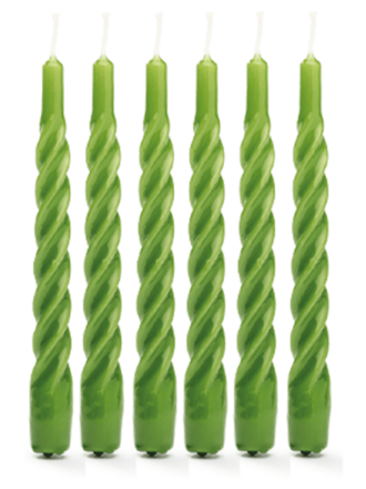 Anna + Nina Twisted Candle Moss Green Set Of 6