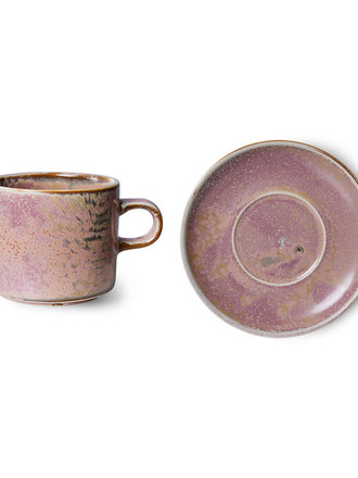 HK Living Cup And Saucer Rustic Pink