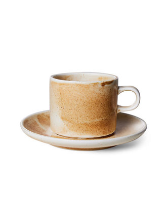 HK Living Cup And Saucer Rustic Cream / Brown