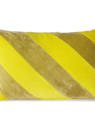 HK Living Striped Velvet Cushion Yellow / Green