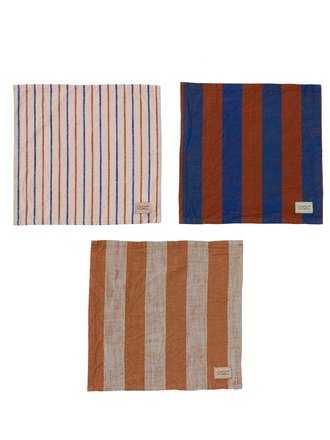 OYOY Kurin vaatdoekje - pak van 3 - Caramel/Blue