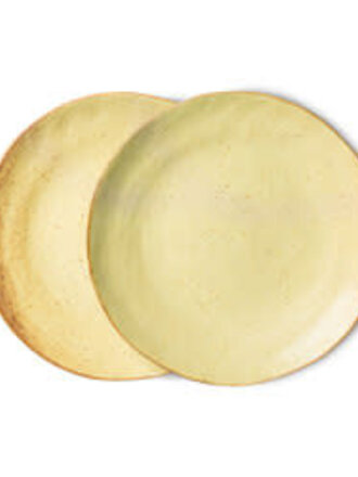 HK Living Bold & Basic Ceramics Side plate Yellow/Brown Set Of 2