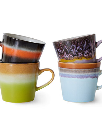 HK Living 70s Cappuccino Mugs Solid Set Of 4