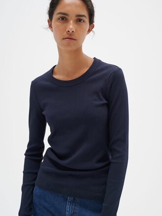 In Wear DAGNAIW T-SHIRT MET LANGE MOUWEN Marine Blue