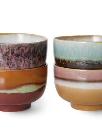HK Living 70S CERAMICS: NOODLE BOWLS, GEYSER (SET OF 4)