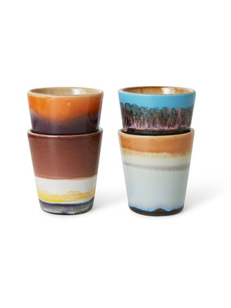 HK Living 70s Ceramics Ristretto Mugs Set Of 4 Solar