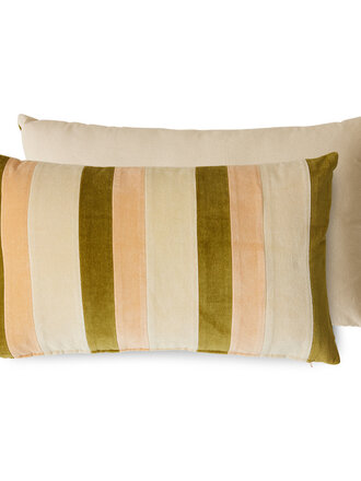 HK Living Striped velvet cushion fields,  60x35cm