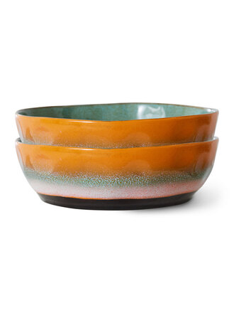HK Living 70s ceramics: pasta bowls golden hour, set of 2