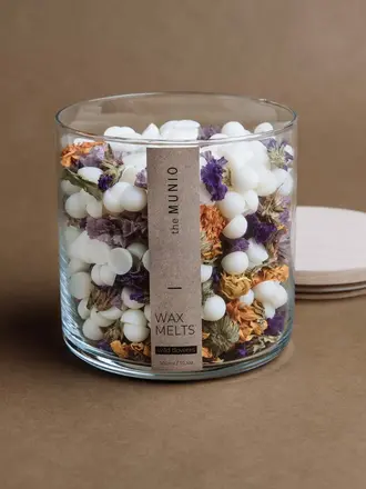The Munio Wild flowers soy wax melts in a glass votive