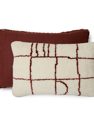 HK Living Woolen cushion easy 60x40cm  Burgundy/Cream