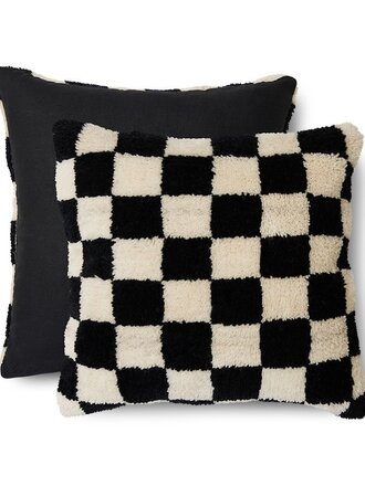 HK Living Woolen cushion black and white statement, 50x50cm
