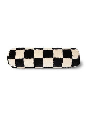 HK Living Woolen bolster cushion black and white statement, ø13x50cm