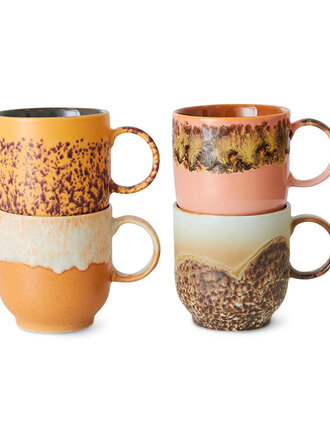 HK Living 70s Café Mugs Set Of 4 Cape