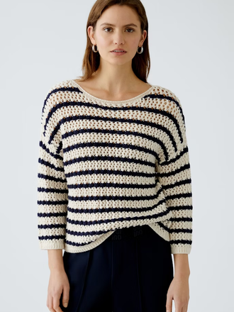 Oui Pullover White Blue