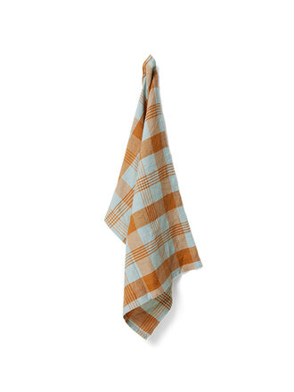 HK Living Vida check tea towel Amber Blue