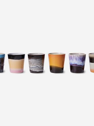 HK Living Ceramic coffee mugs: Rock with you (set van 6)