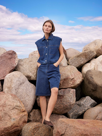 Soaked Calianna Waistcoat Dark Blue Denim