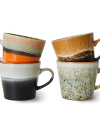 HK Living 70S CERAMICS: CAPPUCCINO MUGS, VERVE (SET OF 4)