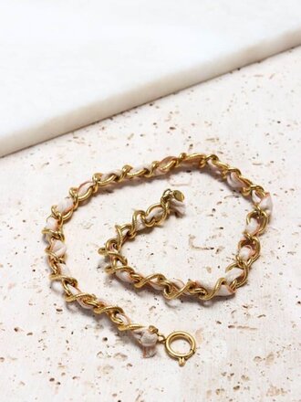 Label KIKI Summer knot beige necklace gold