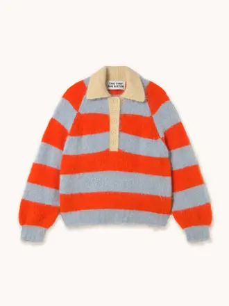 The Tiny Big Sister FRANK STRIPED POLO Washed Blue Summer Red