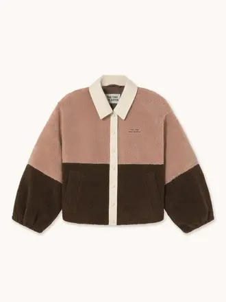 The Tiny Big Sister COLOR BLOCKED SHERPA JACKET Caramel Dark Brown