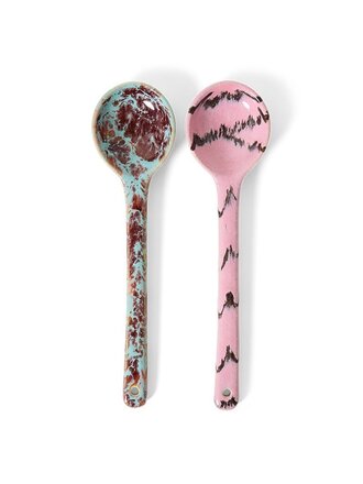HK Living 70s ceramics: serving spoons sprinkle, set of 2