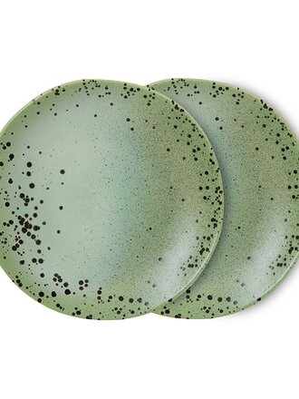 HK Living 70s ceramics: side plates fleck, set of 2