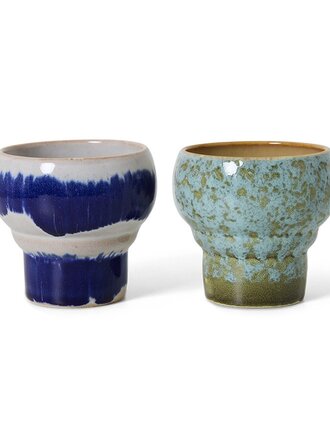 HK Living 70s ceramics: lungo mugs symbolist, set of 2
