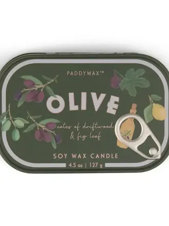 Paddywax Bistro 4.5oz/127g Olive Printed Tin Candle - Fig & Olive