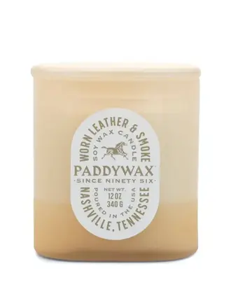 Paddywax Vista 12 oz./340g Glass Candle Tan - Worn Leather & Smoke