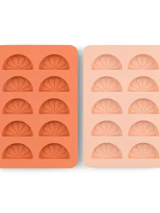 Here's How The Dotty Citrus Wedge Ice Trays - Set of 2 - Orange + Blush Pink