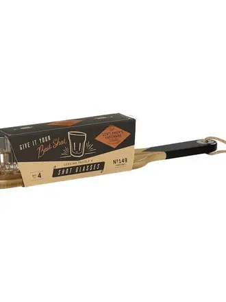 Gentlemen's Hardware Serving Paddle & Shot Glasses