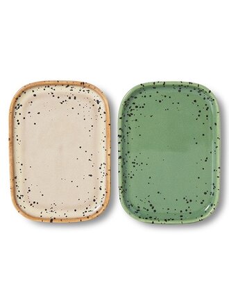 HK Living 70s ceramics: small trays crayon, set of 2