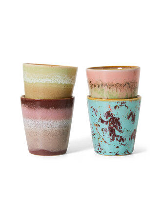 HK Living 70s ceramics: ristretto mugs Futurism Set Of 4