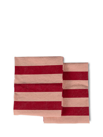 Byon Kitchen towel Leya stripe 2pcs/set Red Pink