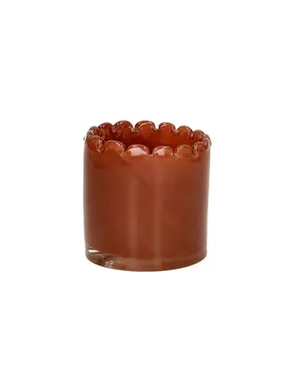 Pomax AVES - windlicht - glas - DIA 8 x H 8 cm - donker amber